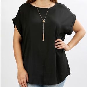 Black polyester plus top- NEW NEVER WORN
